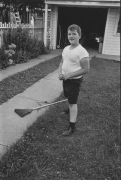 Boy in a backyard, Detroit, 1968