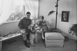 Jim and Judy Yardley with their dogs, Sport and Barney, Detroit, 1968