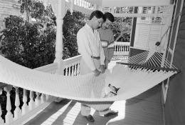 Trip and Alan with their Jack Russell, Key West, Florida, 1988