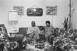 Husband and wife at home with their youngest child, Detroit, 1968