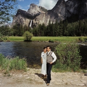 Couple at Bridal Veil Falls, Yosemite National Park, California 
